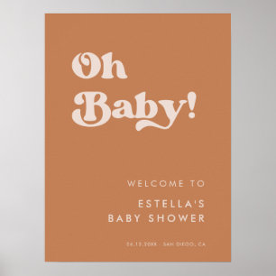 Stylish retro Brown sugar Oh Baby Poster
