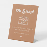 Stylish retro Brown sugar Oh Snap Wedding hashtag