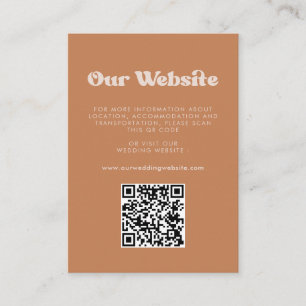 Stylish retro Brown sugar QR code wedding website Enclosure Card