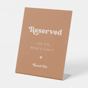 Stylish retro Brown sugar Reserved for the family Pedestal Sign
