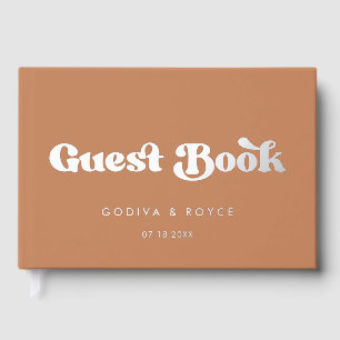 Stylish Retro Brown Sugar Silver Foil wedding Guest Book