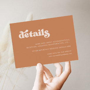 Stylish retro brown sugar wedding details card