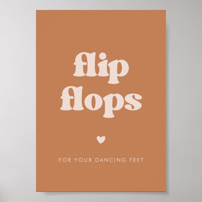 Stylish retro Brown sugar Wedding Flip Flops sign (Front)