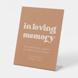 Stylish retro Brown sugar Wedding In loving memory Pedestal Sign