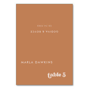 Stylish retro Brown sugar Wedding place card