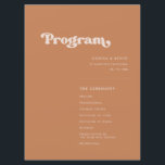 Stylish retro brown sugar wedding program<br><div class="desc">A retro chic theme: adopt this slightly vintage and stylish typographic design for your wedding stationery,  with a burnt orange,  terracotta,  brown sugar & peach pink colour theme. Fully customizable text,  colours and backgrounds.</div>