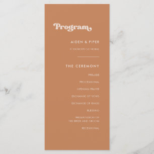 Stylish retro brown sugar wedding program