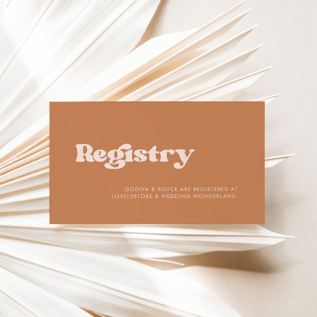 Stylish retro brown sugar wedding registry card (Creator Uploaded)