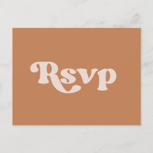 Stylish retro brown sugar wedding RSVP Postcard