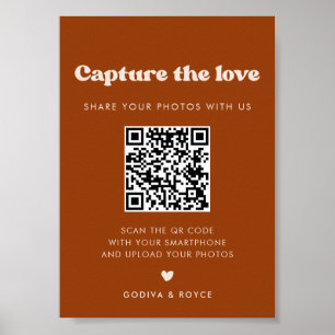 Stylish retro Burnt Orange Capture the love sign