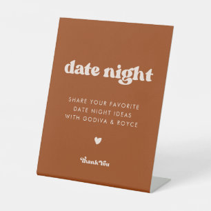 Stylish retro Burnt Orange Date night ideas Pedestal Sign