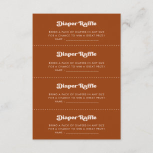 Stylish retro Burnt Orange Diaper Raffle game card