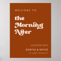 Stylish retro Burnt Orange Morning After Welcome