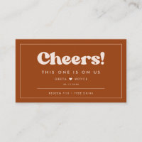 Stylish retro Burnt Orange Wedding Drink ticket