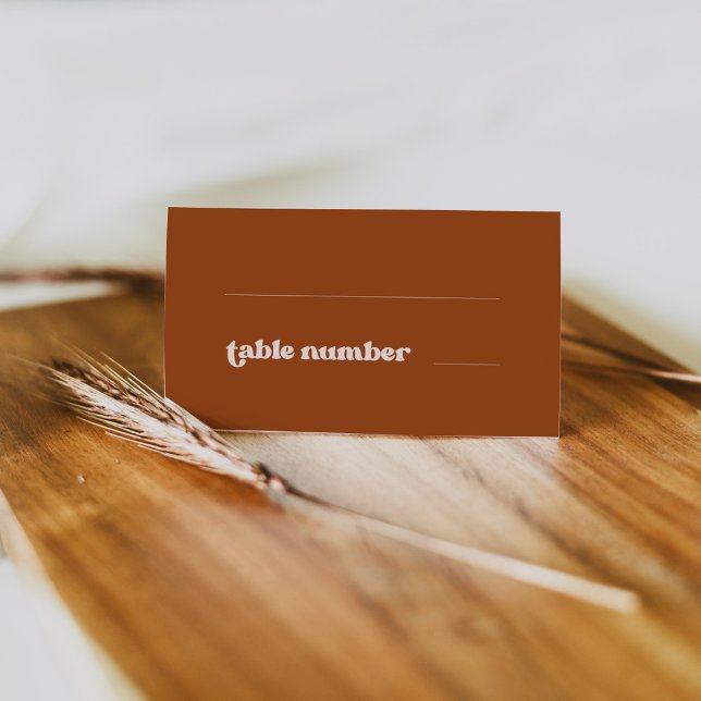 Stylish retro burnt orange wedding place card (Creator Uploaded)