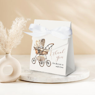 Stylish Retro Carriage Flora Baby Shower Favour Bo Favor Box