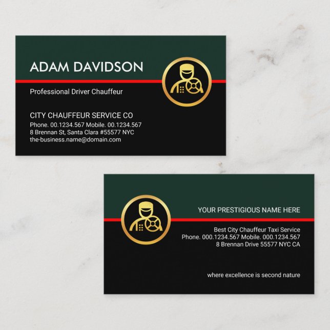 Stylish Retro Chauffeur Layers Business Card (Front/Back)