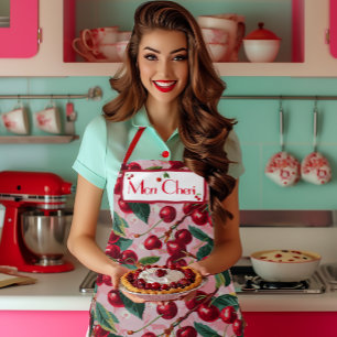 Stylish Retro 'Cherry Pop' Pink Personalized  Apron