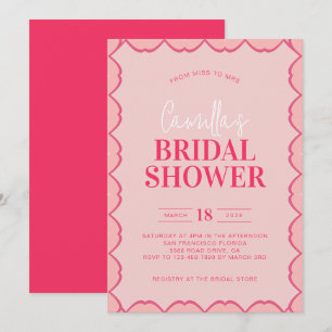 Stylish Retro Colourful Red and Pink Bridal Shower Invitation