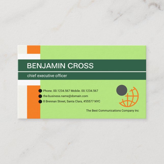 Stylish Retro Column Blocks Global Consultant Business Card (Front)