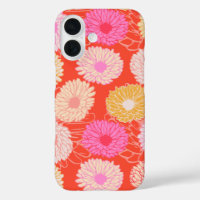 Stylish Retro Dahlia Floral Pattern Red Pink