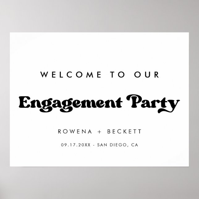 Stylish retro Engagement party welcome Poster (Front)