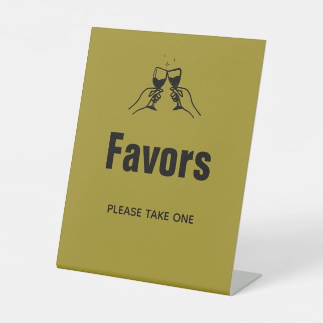 Stylish retro Hand draw Wedding Favours  Pedestal Sign (Front)