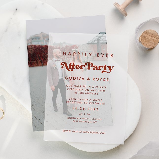 Stylish Retro Happily Ever After After Party Vellum Invitations (Creator Uploaded)