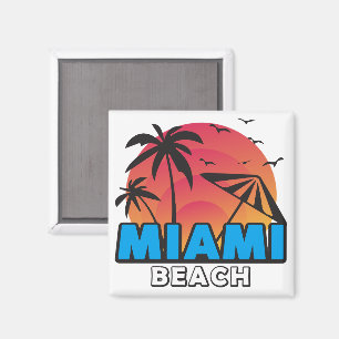 Stylish Retro Miami Beach Travel  Magnet