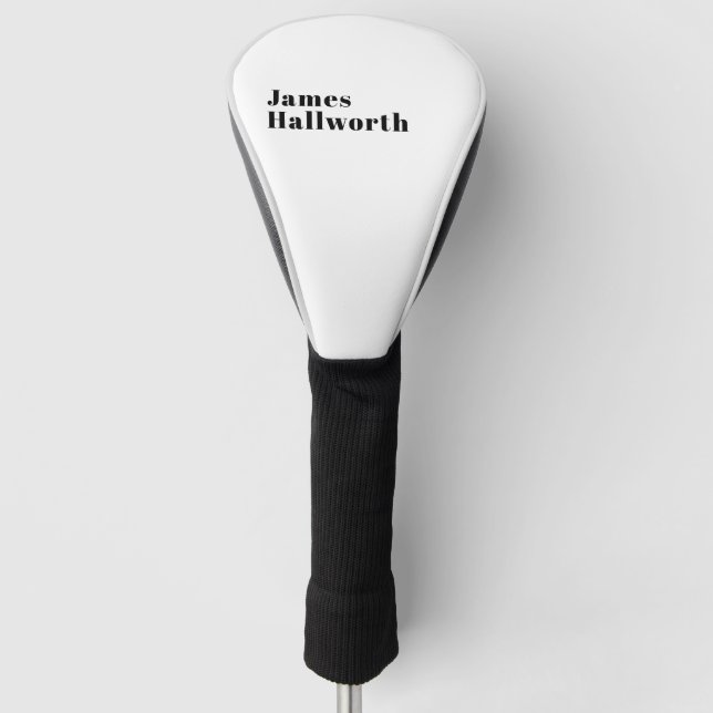 Stylish Retro Modern Lettering | Editable Black Golf Head Cover (Front)