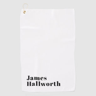 Stylish Retro Modern Lettering   Editable Black Golf Towel