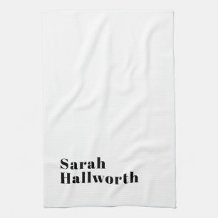 Stylish Retro Modern Lettering   Editable Black Kitchen Towel