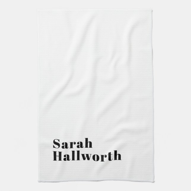 Stylish Retro Modern Lettering | Editable Black Kitchen Towel (Vertical)