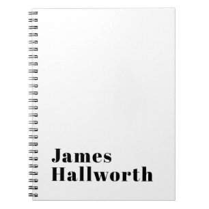 Stylish Retro Modern Lettering   Editable Black Notebook