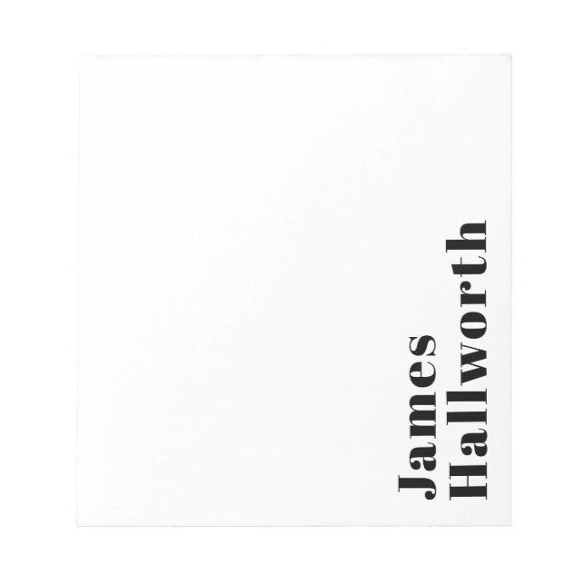 Stylish Retro Modern Lettering | Editable Black Notepad (Front)