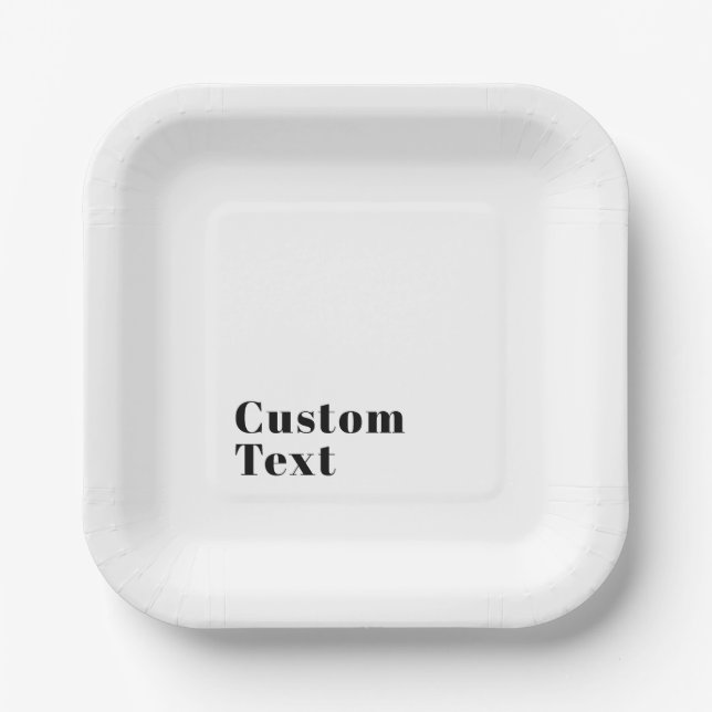 Stylish Retro Modern Lettering | Editable Black Paper Plate (Front)