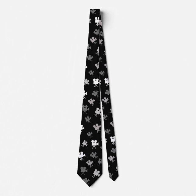 STYLISH RETRO MOVIE CAMERAS MOTIF TIE (Front)