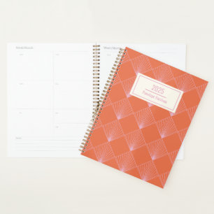 Stylish Retro Orange Pink Art Deco Personalized Planner