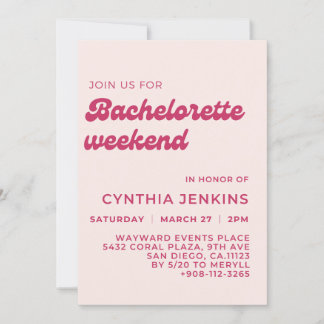 Stylish retro peach pink Bachelorette Party Invitation