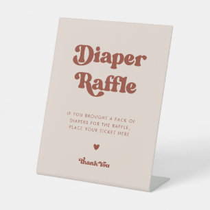Stylish retro Peach Pink Diaper Raffle Pedestal Sign