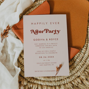 Stylish retro peach pink Happily ever after party Invitation