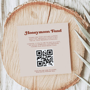 Stylish retro Peach Pink Honeymoon fund QR code Enclosure Card