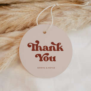Stylish retro peach pink Thank you wedding Favour Tags