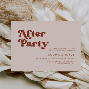 Stylish retro peach pink Wedding After party Invitation