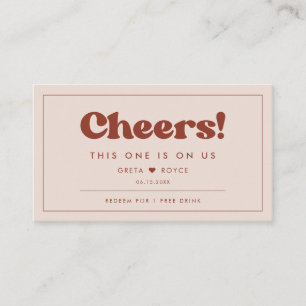 Stylish retro Peach Pink Wedding Drink ticket