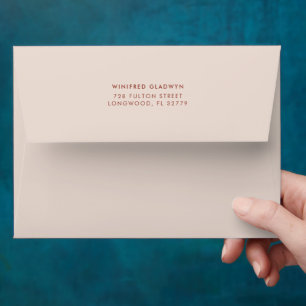 Stylish retro peach pink wedding invitation envelope