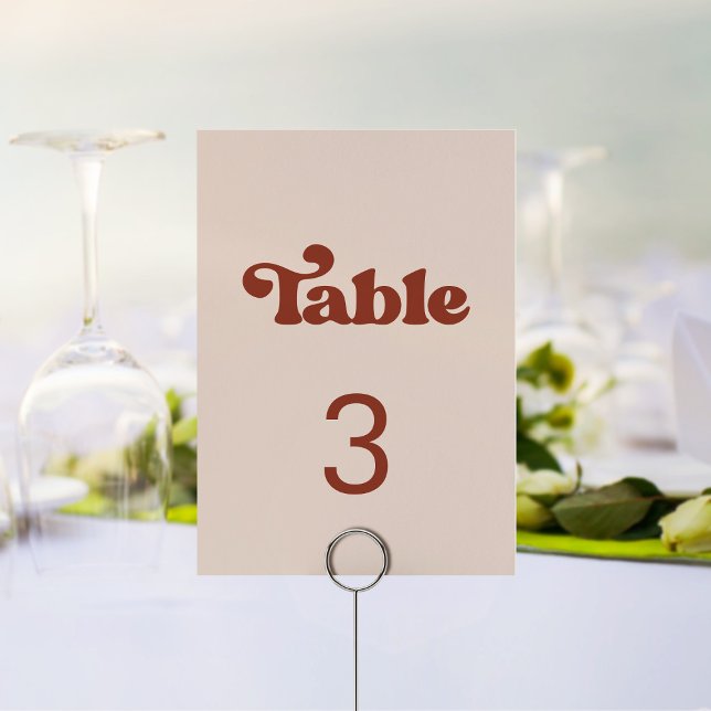 Stylish retro peach pink wedding table number (Creator Uploaded)