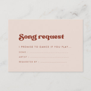 Stylish retro peach wedding Song request Enclosure Card