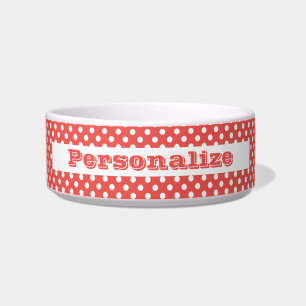 Stylish Retro Red & White Polka Dots For Your Pet Bowl