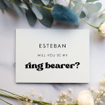 Stylish retro Ring Bearer proposal card<br><div class="desc">Will you be my Ring Bearer proposal card. A retro chic theme: adopt this slightly vintage and stylish typographic design for your wedding stationery,  with a classic black and white theme. Customizable text colours and backgrounds.</div>